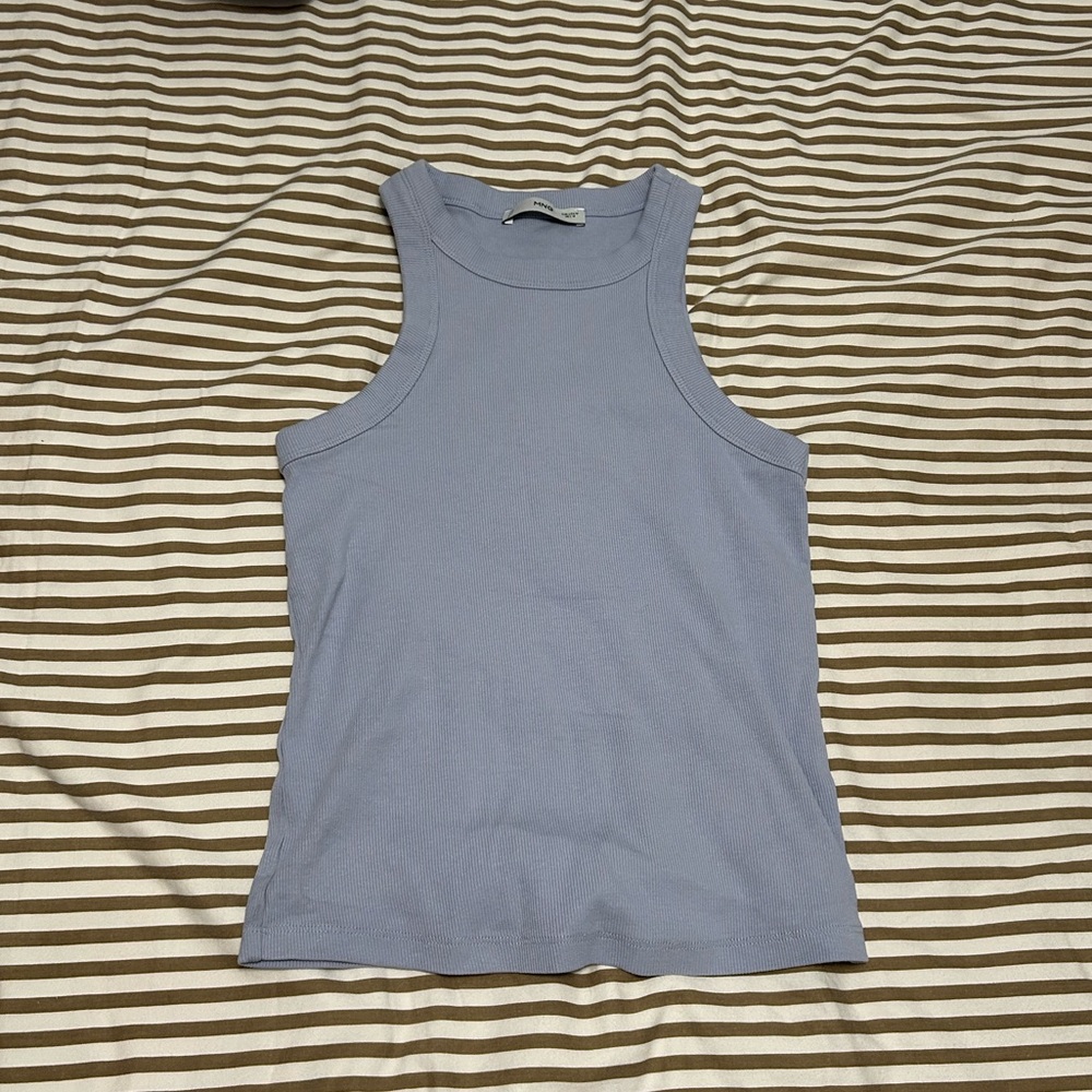 Mango Sky Blue Sleeveless Top